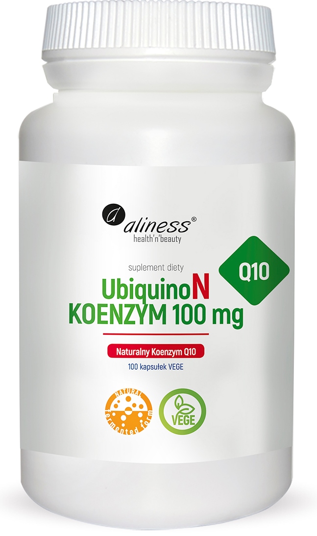 311b3480f0970684bbbf37f310d3af31.jpg Aliness UbiquinoN Naturalny KOENZYM Q10 100mg x 100 kaps - obrazek 1
