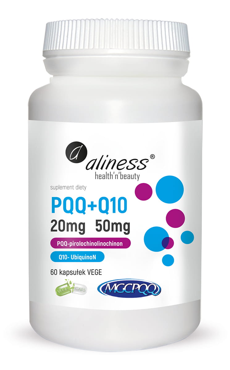 pqq.jpg Aliness PQQ MGCPQQ® 20 mg + Q10 50mg x 60 kaps - obrazek 1